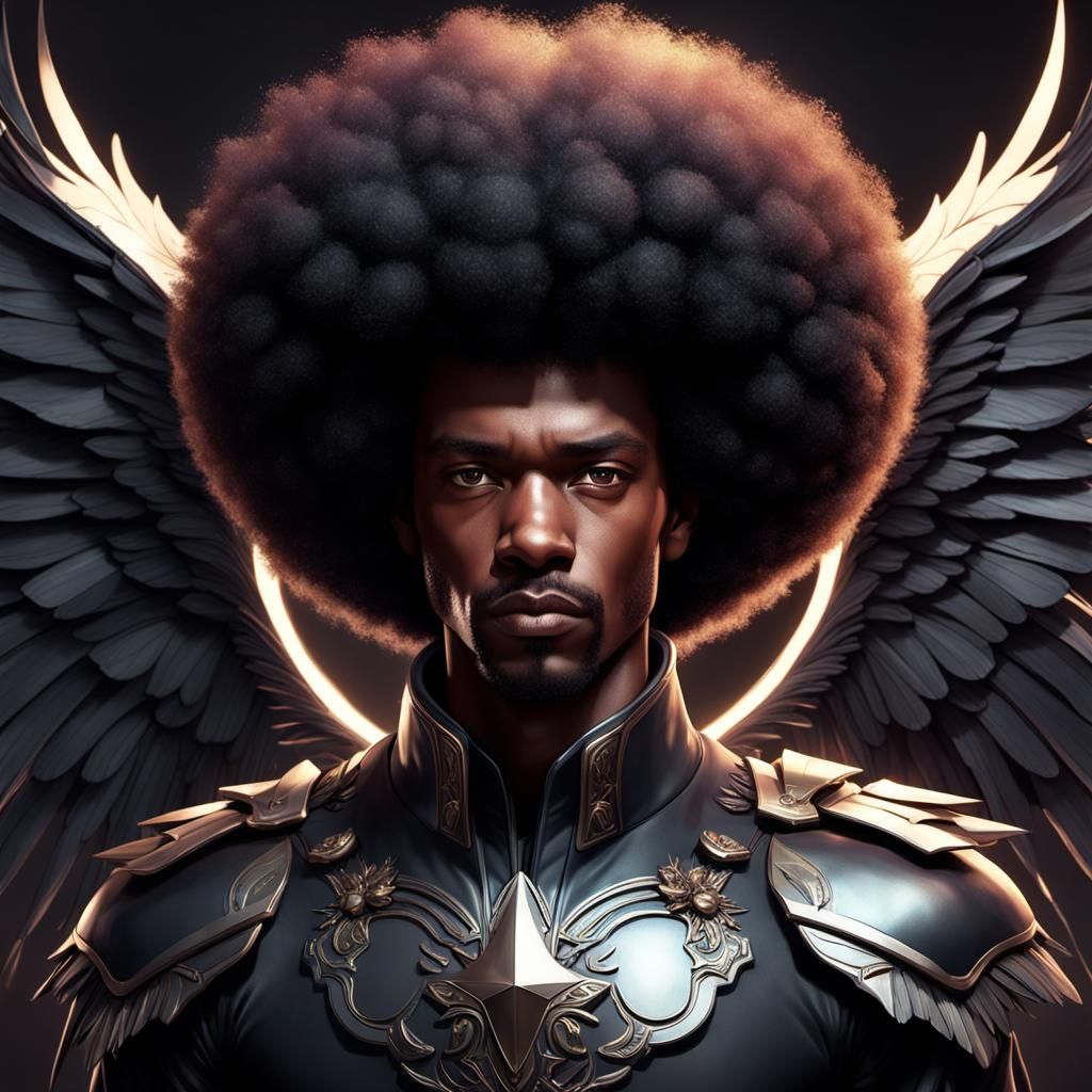 Black Man Portrait with Fairy Wings