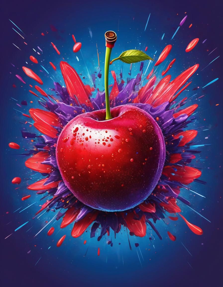 Exploding Cherry Bomb Illustration with Vibrant Colors