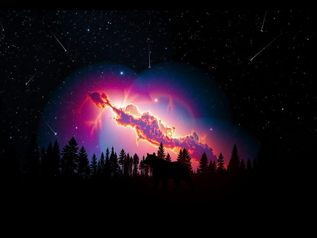 Kodiak Bear Nebula Double Exposure in Photoshop Surrealism