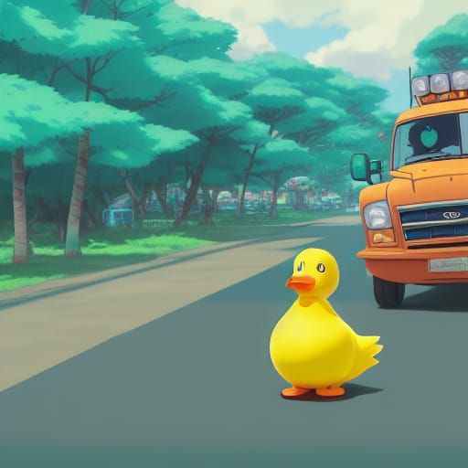 Rubber Duck Driving a Mud Truck: Anime Style