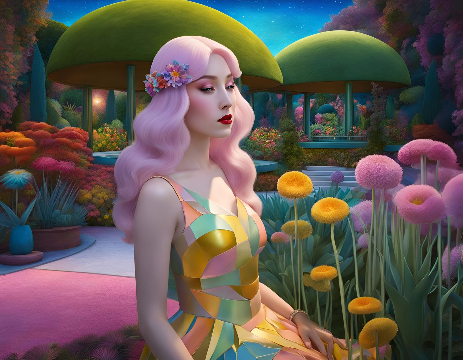 Dreamdancing Kerfluffles Under Pastel Cloisonné Moon