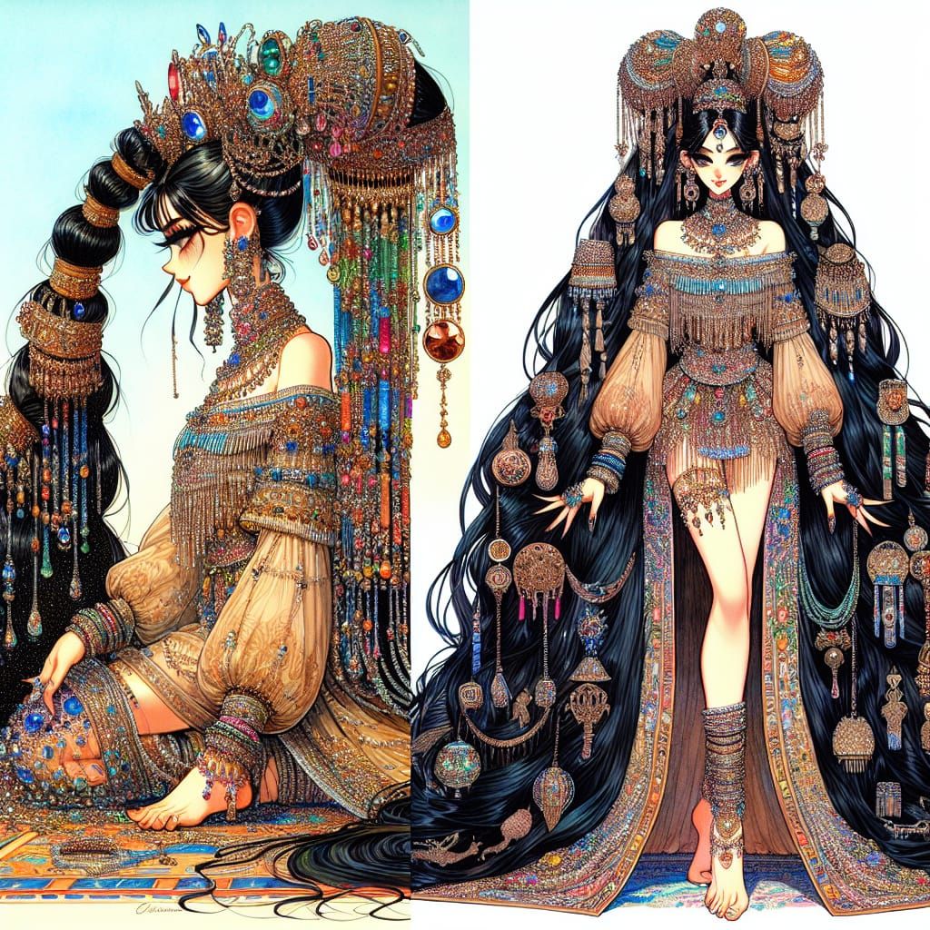 Maximalist Fantasy Queen in Anime-Inspired Style