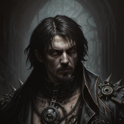 Sinister Steampunk Betrayer in Expressionist Oil Painting