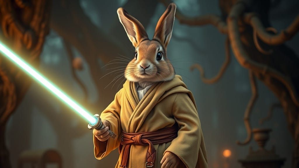Regal Jedi Bunny Hero in Ancient Forest