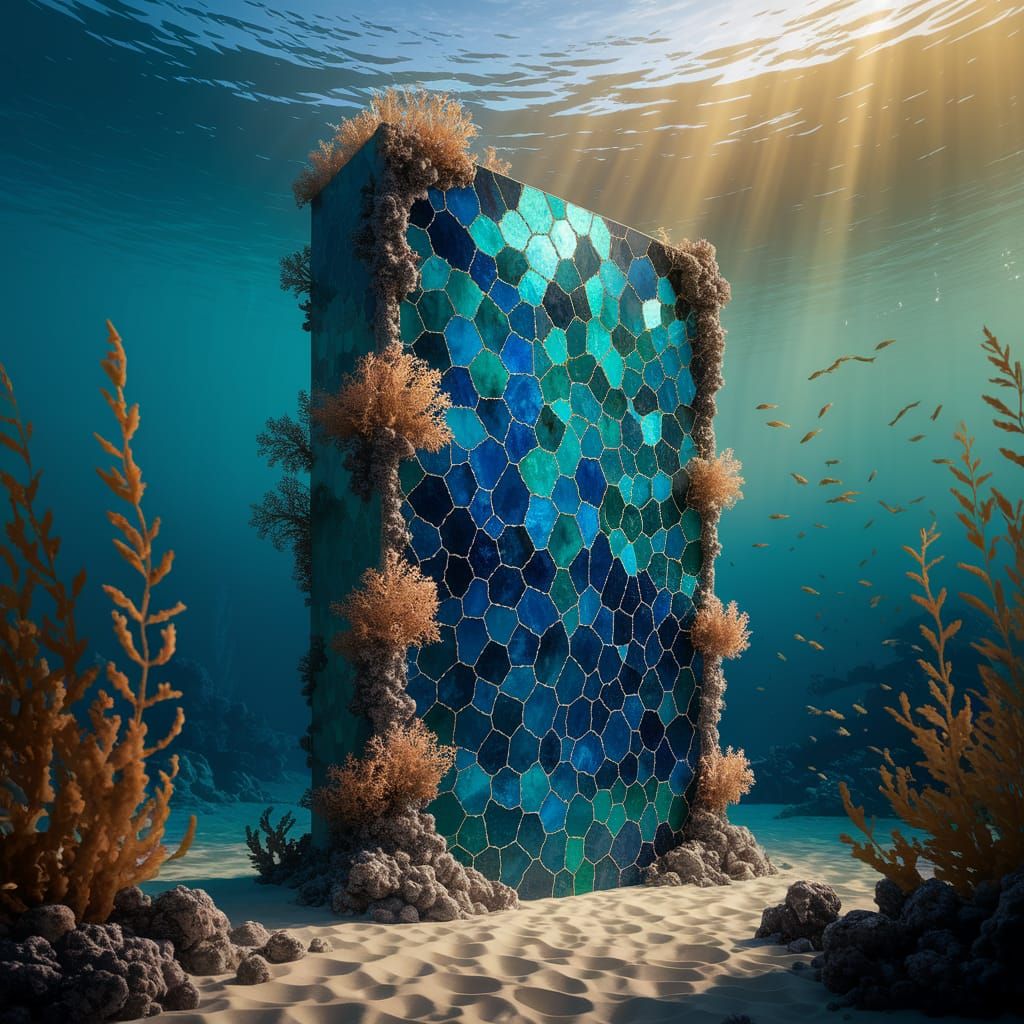 Larimar Mosaic Wall in Underwater Paradise