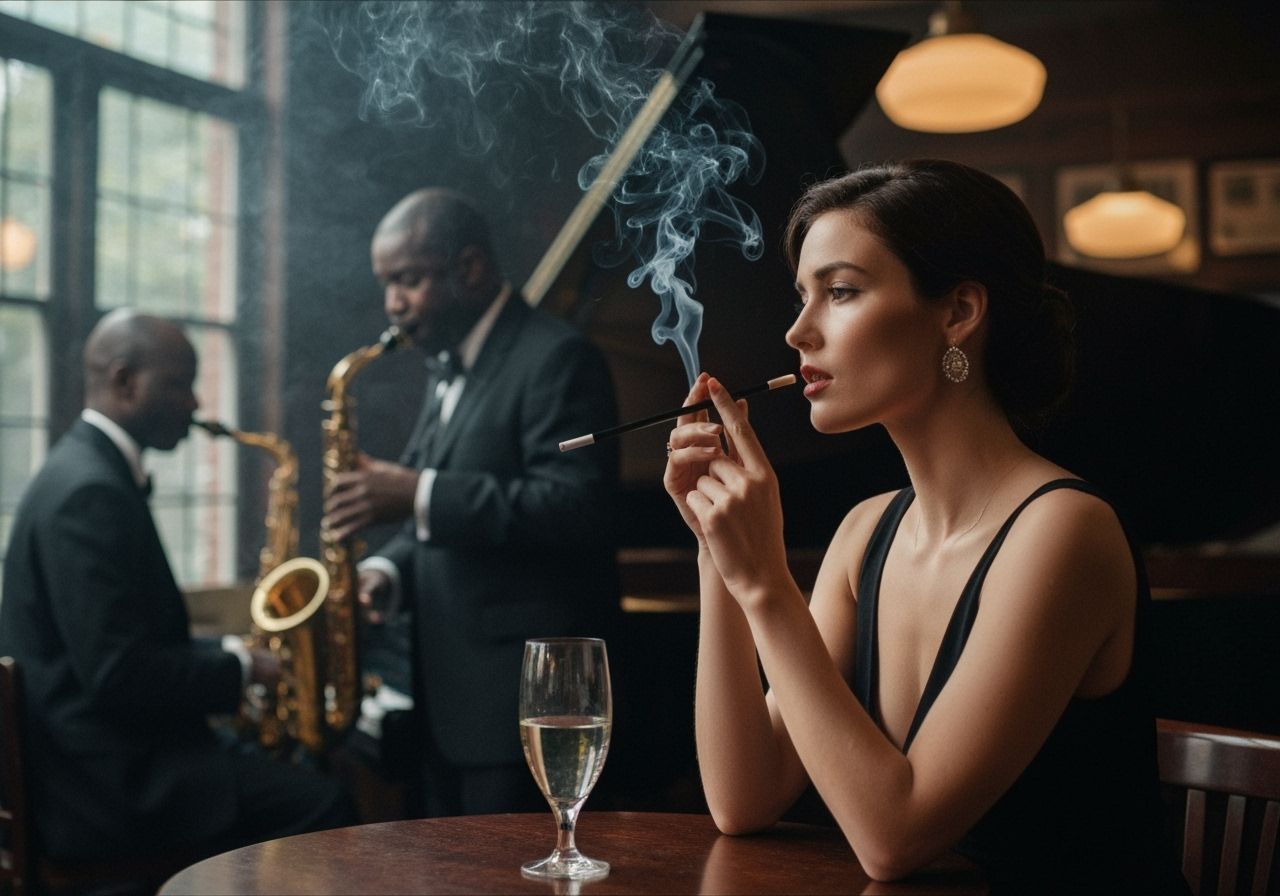 Elegant Woman in Smokey New Orleans Jazz Bar