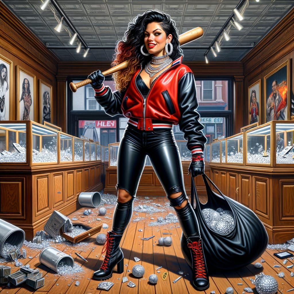 Daring Female Thief in a Jewelry Heist Scene