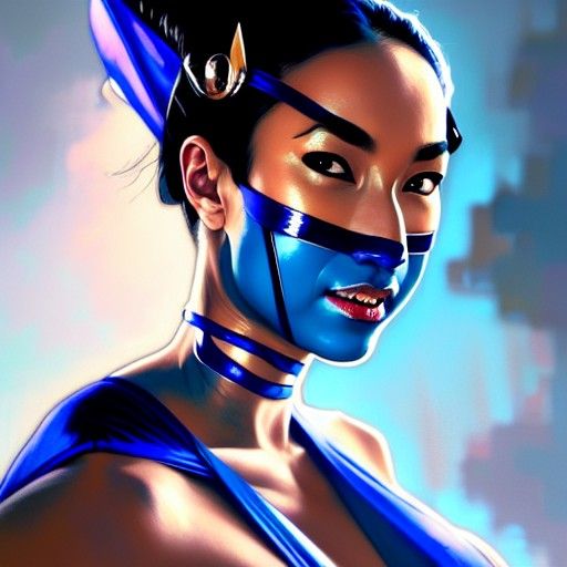 Kitana: Ninja Woman Portrait in Comic Book Art Style