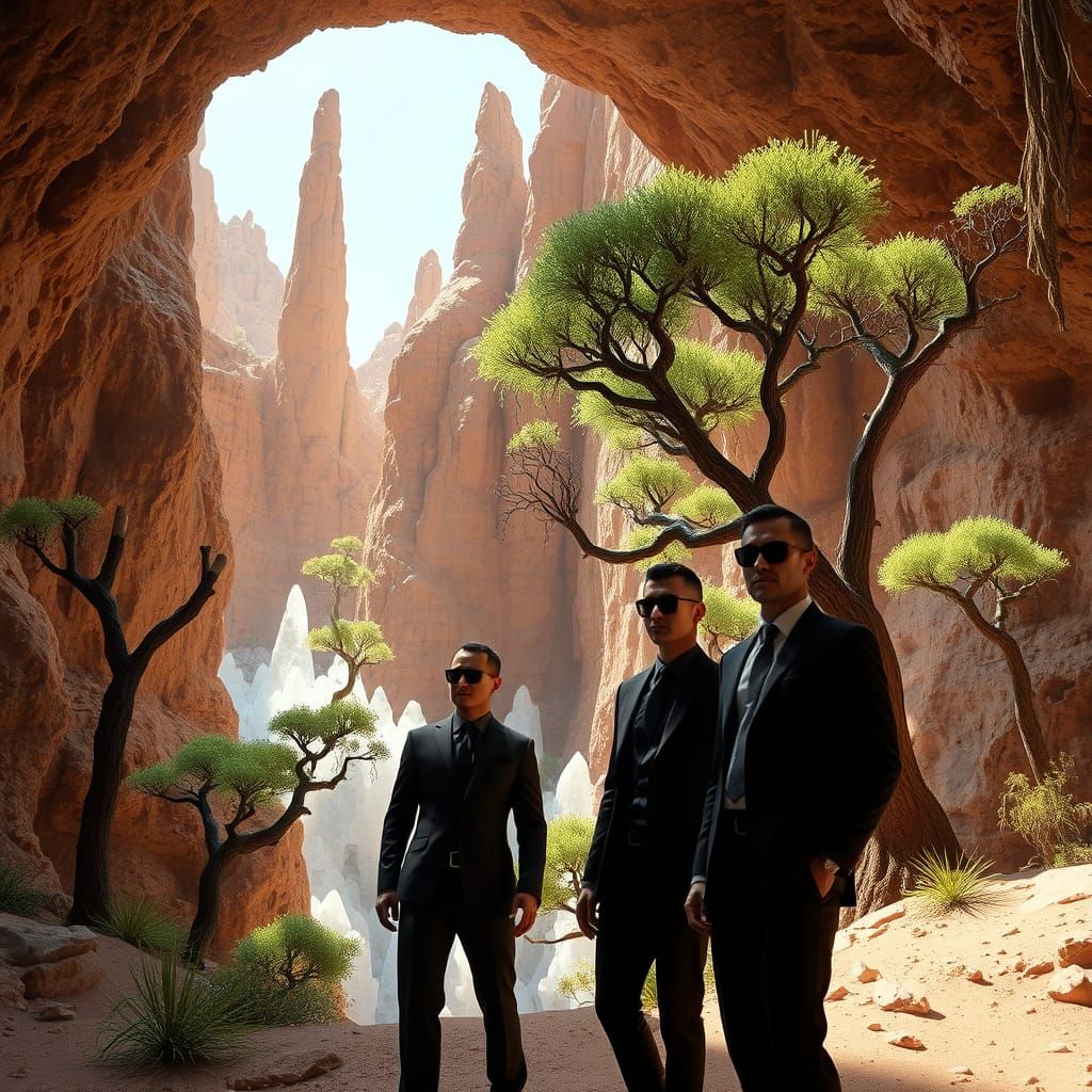 Men in Black Explore Socotra Island's Surreal Landscape