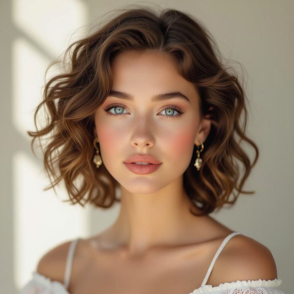 Woman with Blue Eyes in Art Nouveau Style