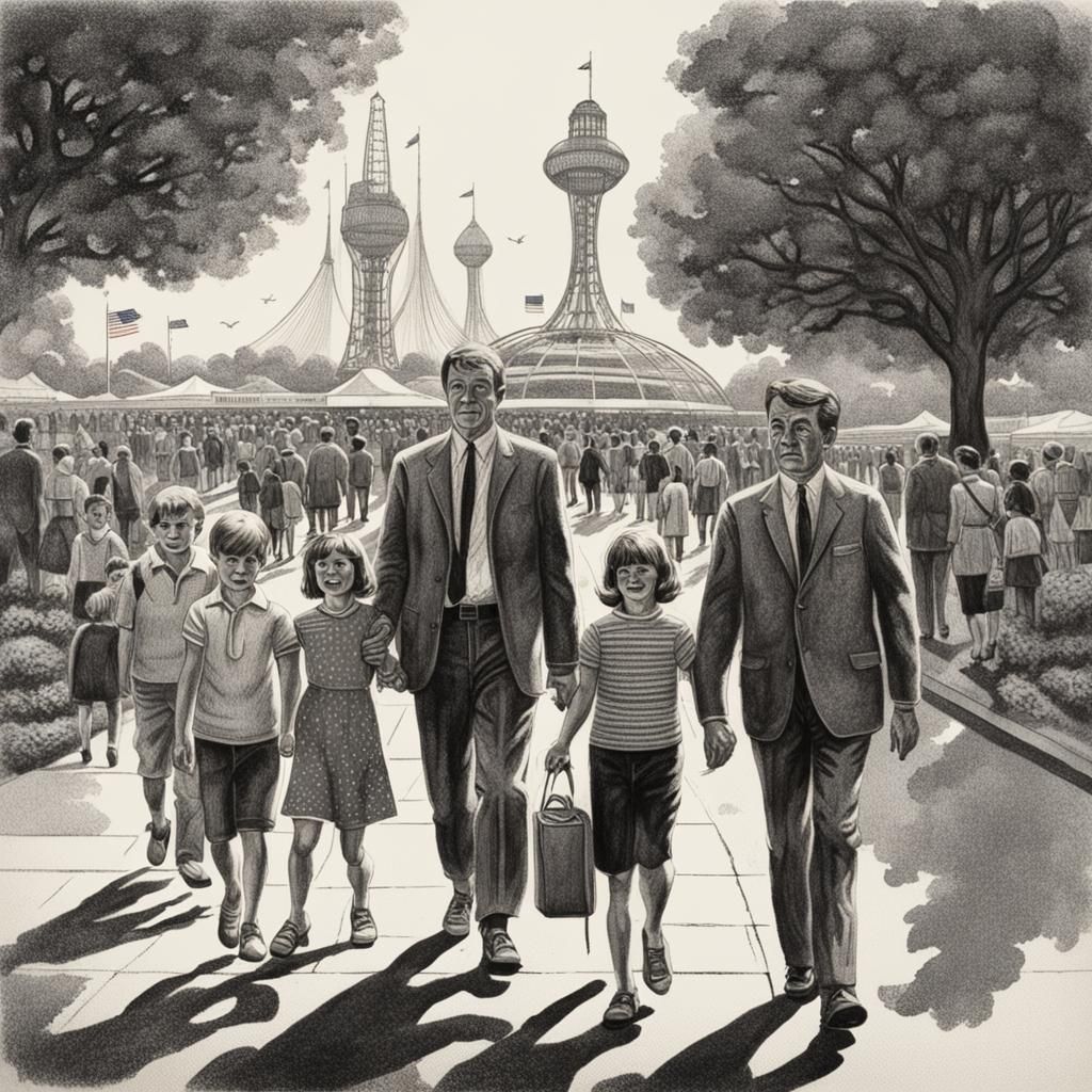 World's Fair 1964: Nostalgic Black and White Illustration