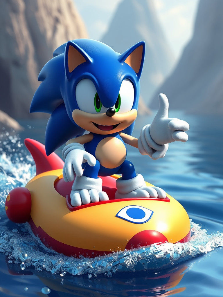 Sonic the Hedgehog on a Boat