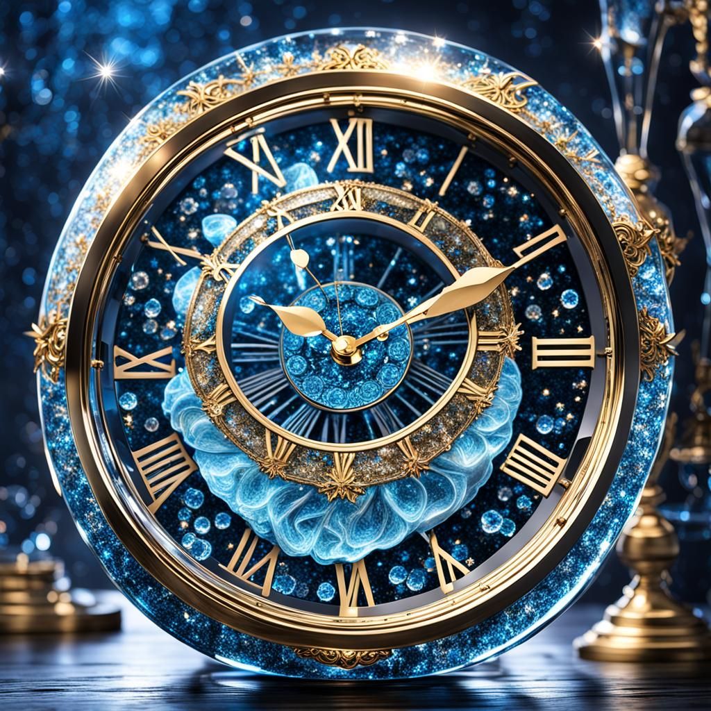 Bioluminescent Crystal Clock with Dramatic Lighting