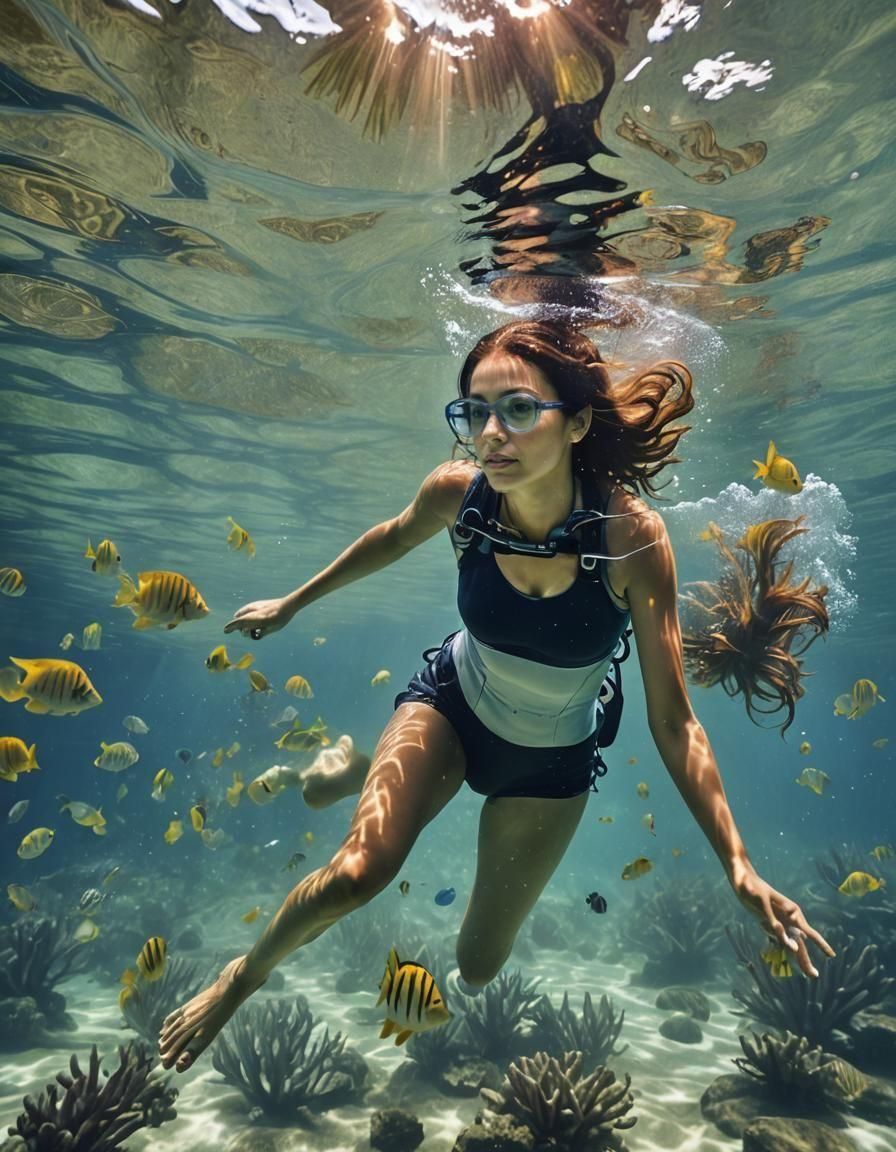 Underwater Woman in Tropical Paradise