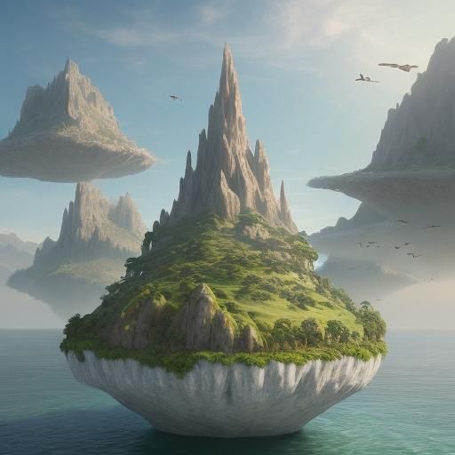 Detailed Matte Painting of Floating Islands