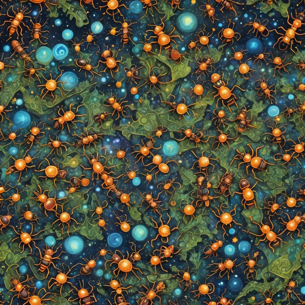 Cosmic Ants Marching in Starry Night Sky