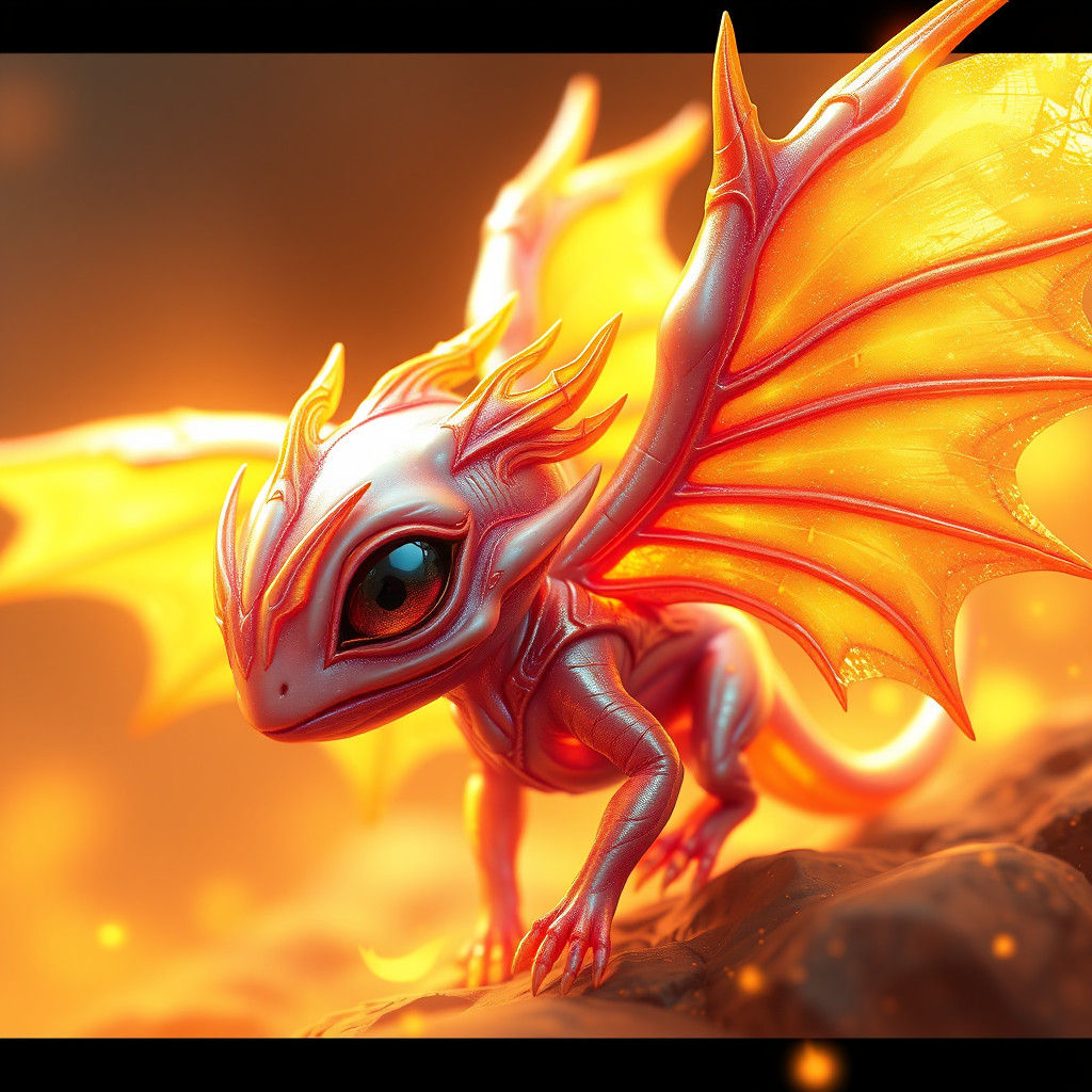Fiery Alien Creature in Anime Style