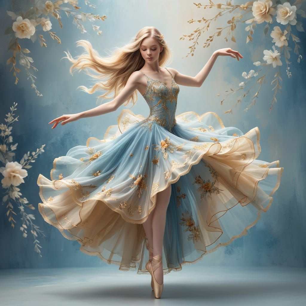 Ethereal Ballerina in Enchanted Gown