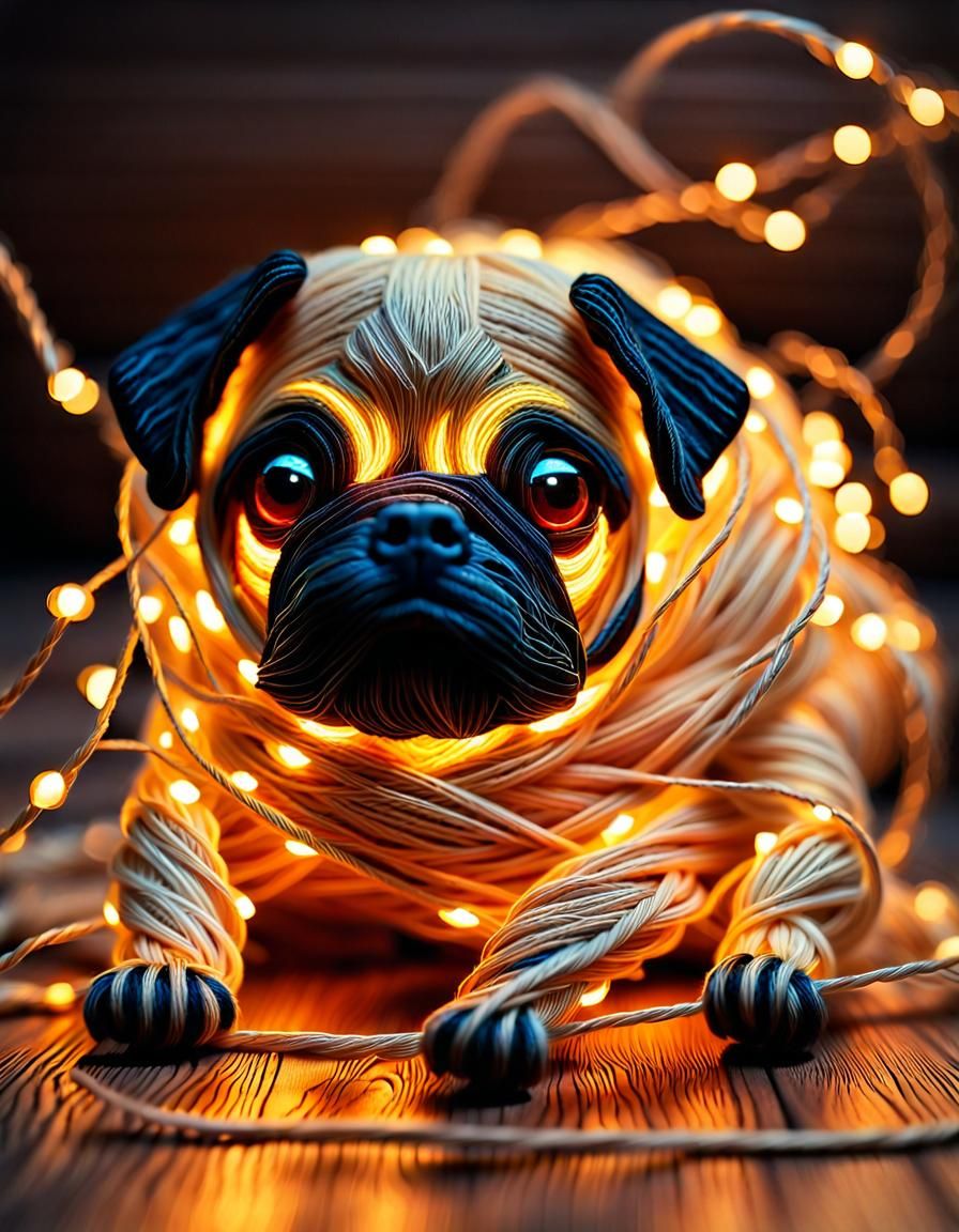 String Art Pug: Macro Fiber Optic Concept