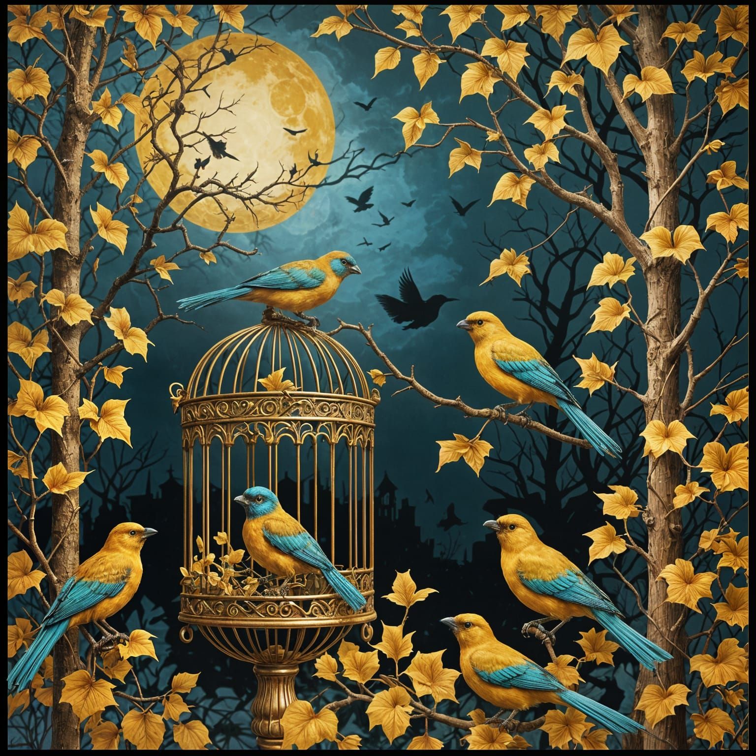 Magical Birds Escape Crumbling Golden Cage