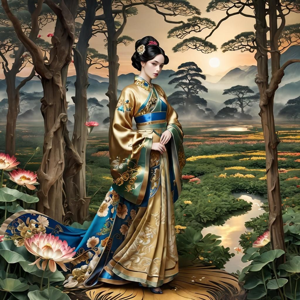 Beautiful Chinese Princess, Artistic Portrait in a Fantasy S...