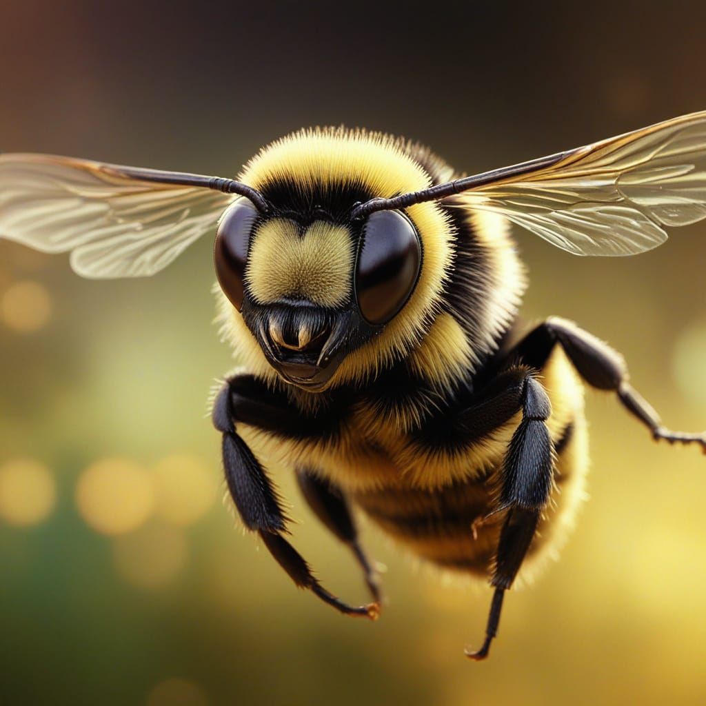 Nervous Bumblebee in Vibrant Digital Art Style