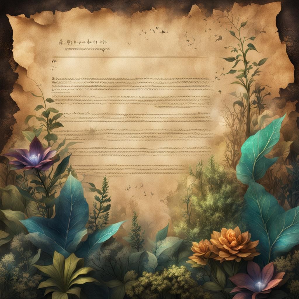 Magical Plants on Aged Paper: Fantasy Concept Art