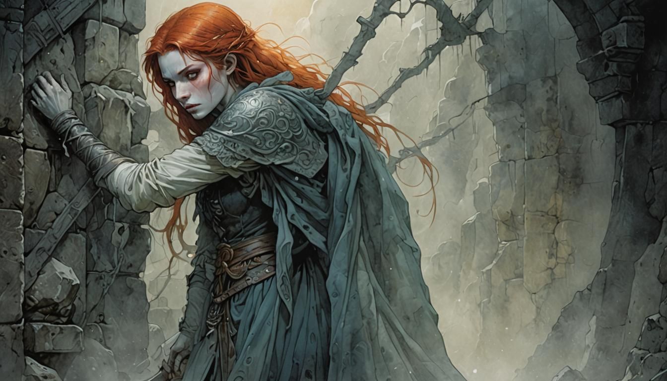 Fantasy Woman Portrait with Moonlight, in Dark Fantasy Style