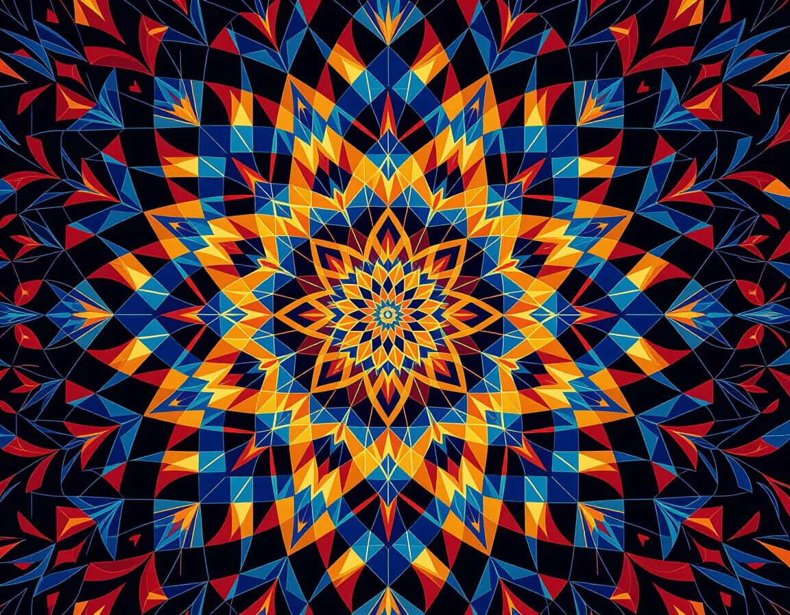 Vibrant Kaleidoscope Crystal Art in Abstract Style
