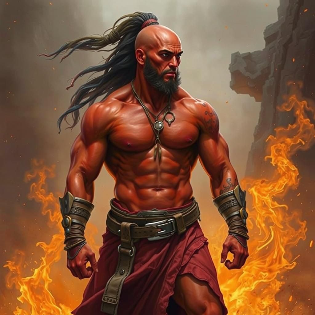 Striking Portrait of a Figure with Red Skin