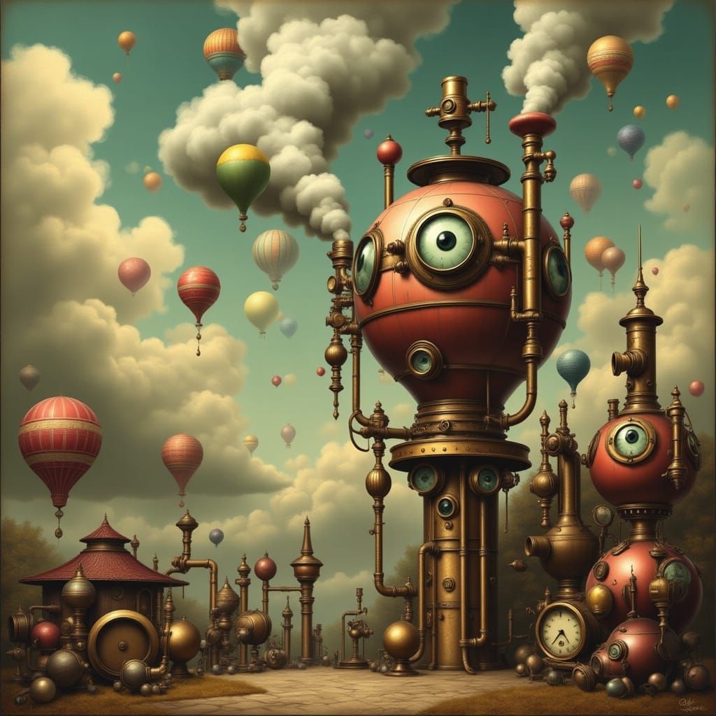 Steampunk Dreamscape in Pop Surreal Style