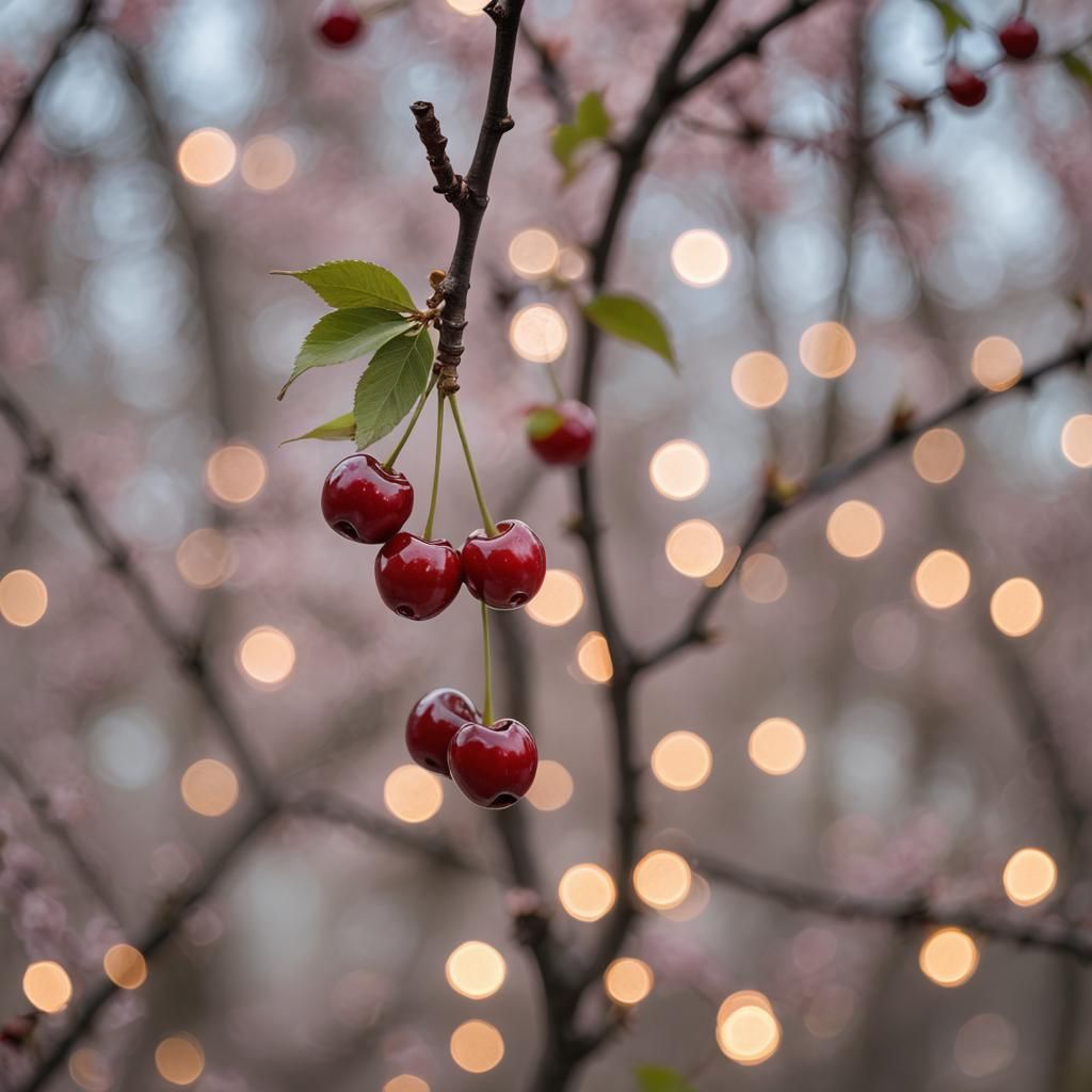 Single Cherry in Sharp Focus, Professional Photography
