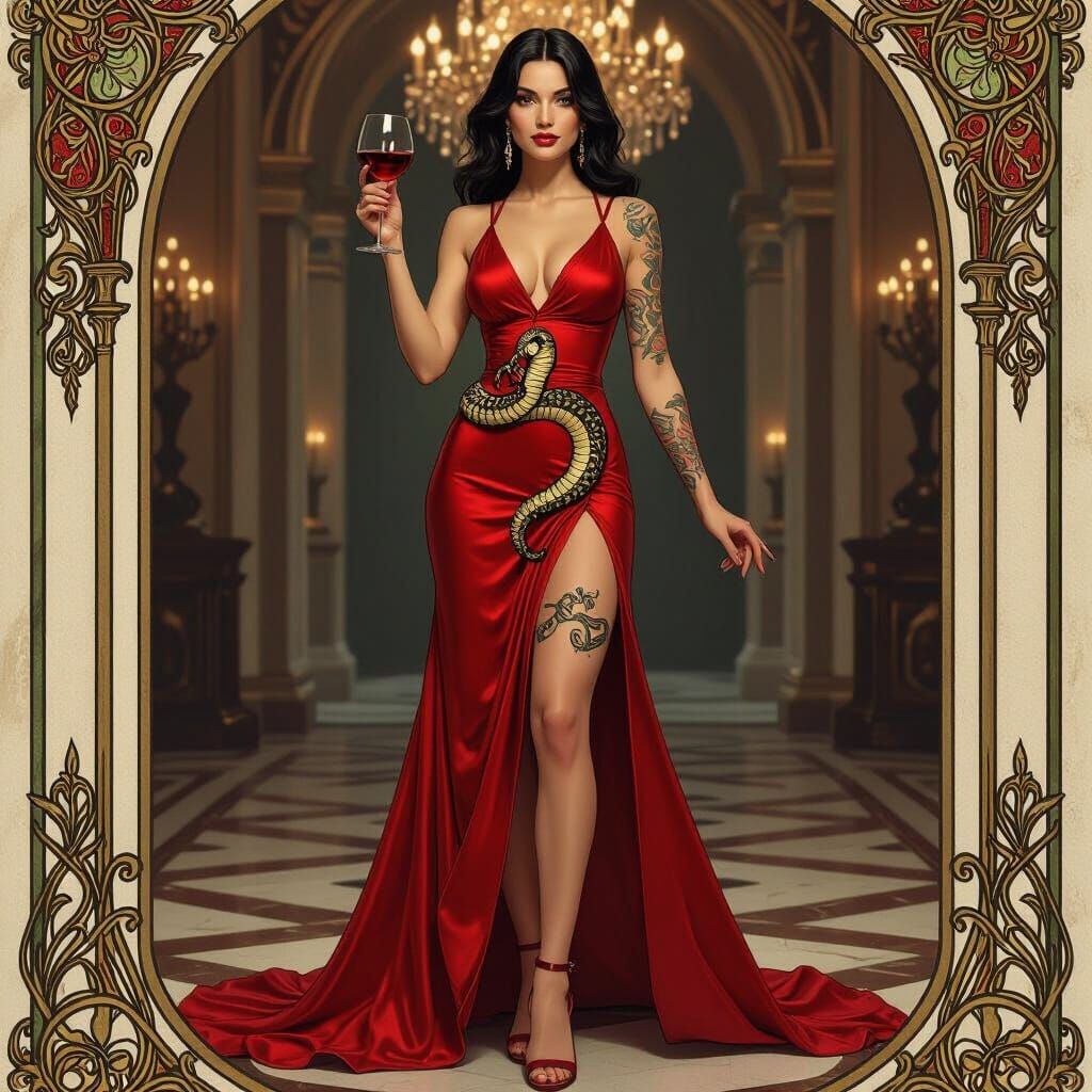 Cobra Queen in Ballroom, Art Nouveau Style