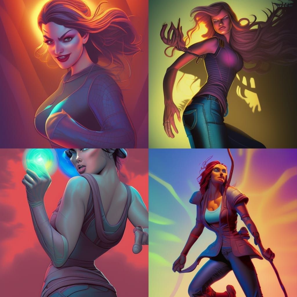 Comic Book Art Women in 3D Digital Style