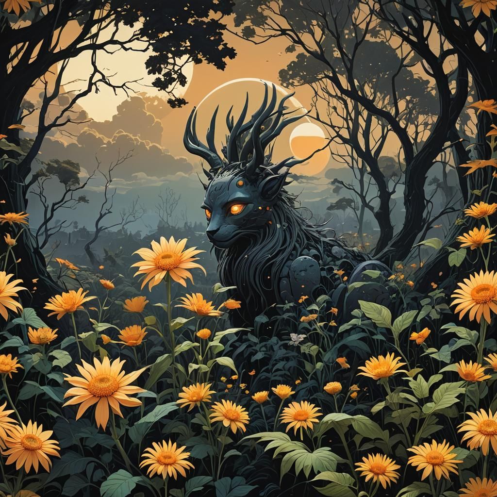 Ethereal Sun-Moon Hybrid in a Surreal Dreamscape