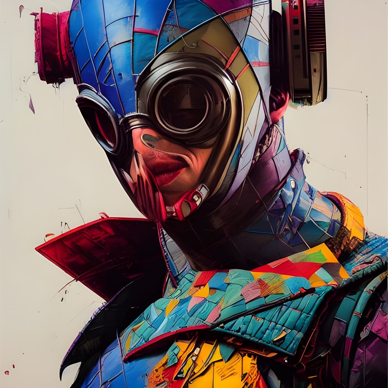 Retrofuturistic Masked Superhero in Comic Art Style