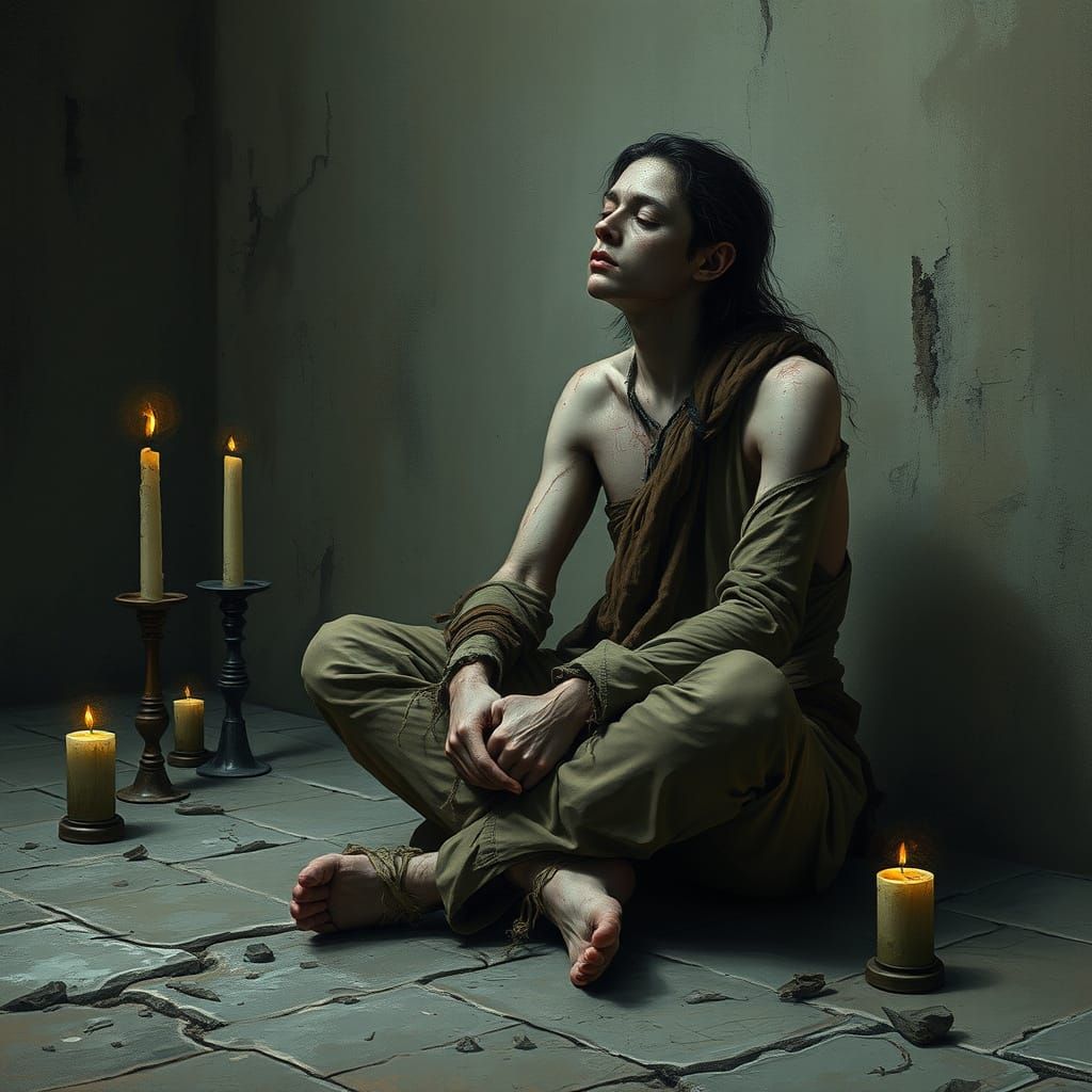 Reborn Figure in Dark Mystical Scene