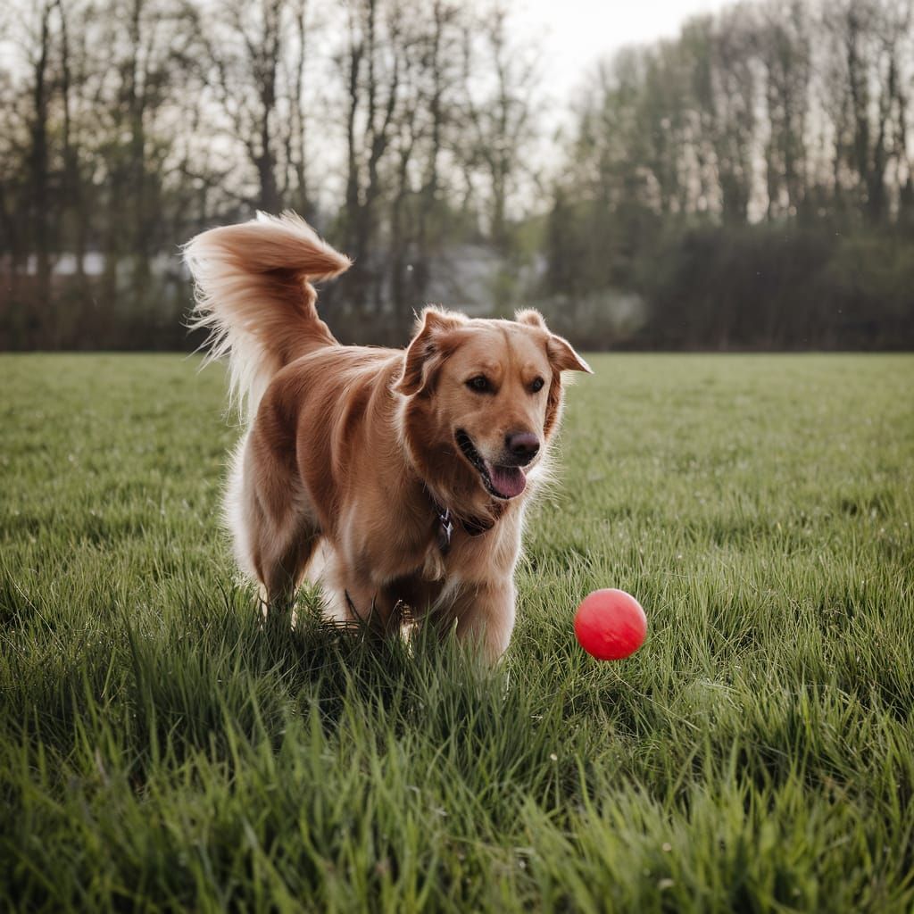 Golden Retriever Plays Fetch on Sunny Day
