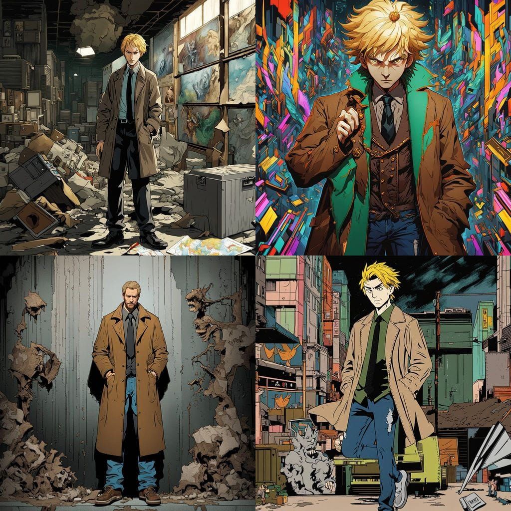 Anime-Style Portrait of a Serious Man in a Brown Coat