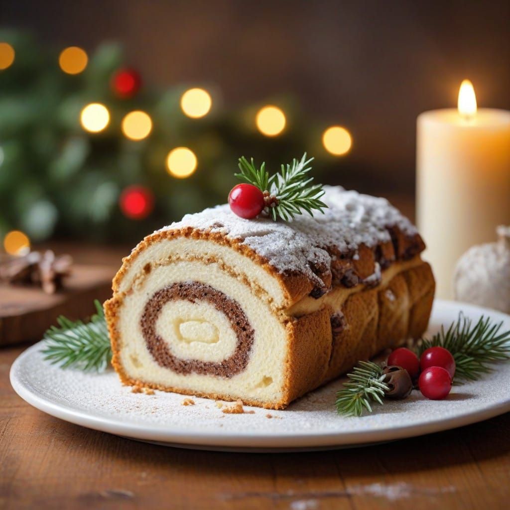 Surreal Christmas Log Cake in Soft Focus
