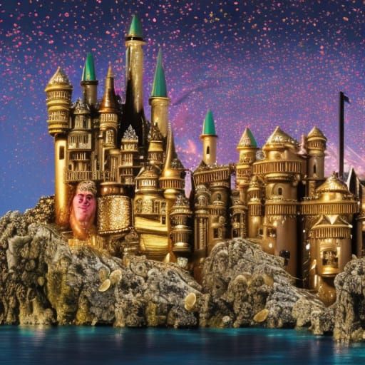 Glamorous Golden Castle on Fantasy Island