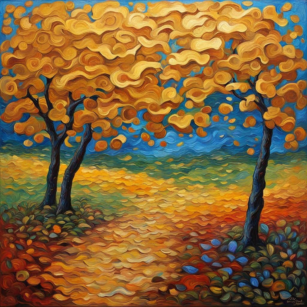 Expressionist Oil Painting: Fleeting Gold