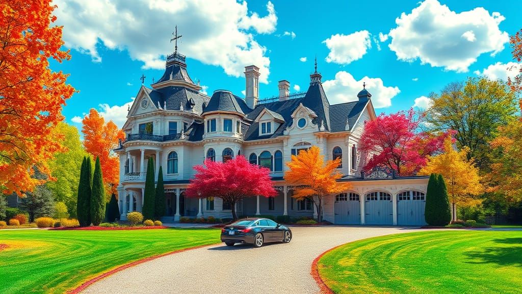 A Victorian Mansion in Vibrant, Cosmic Hues