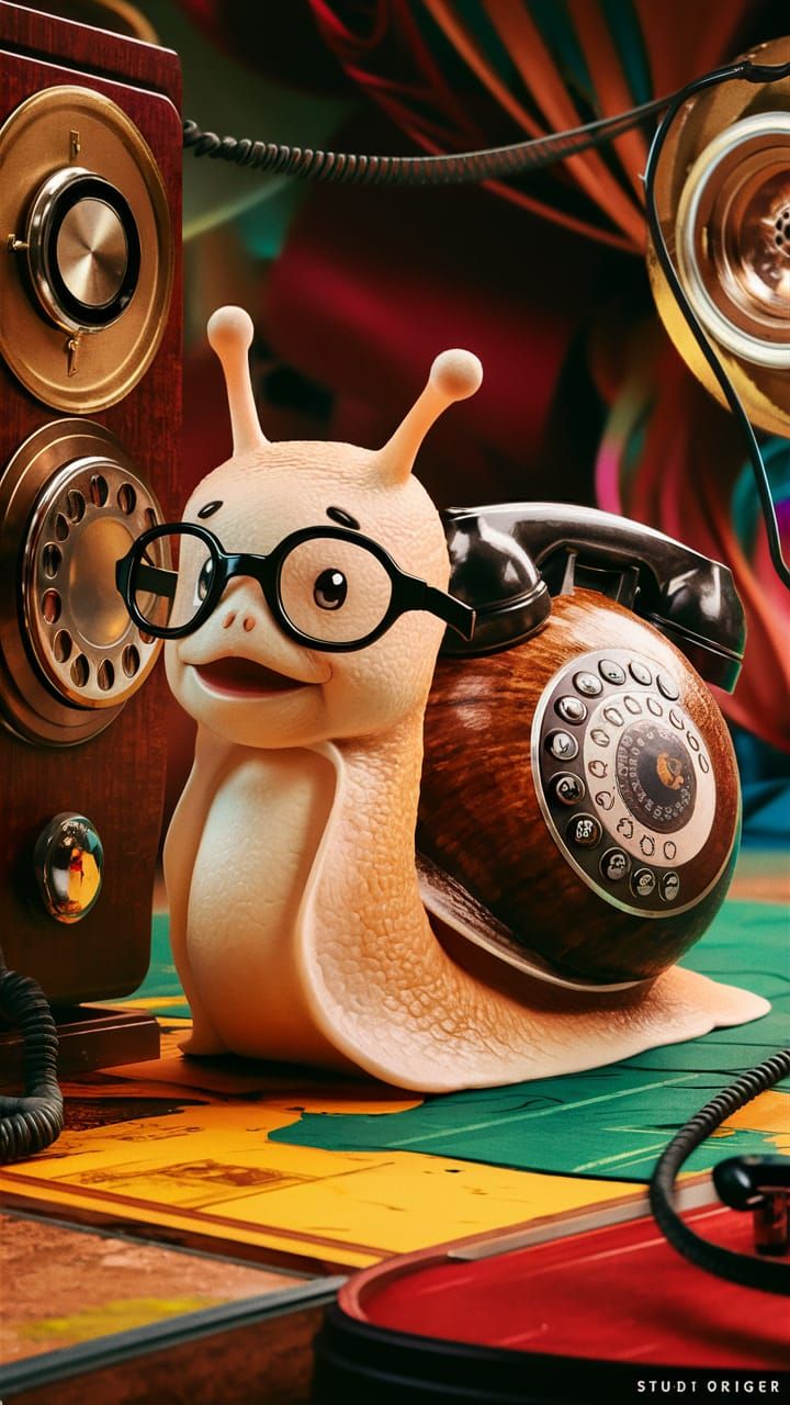 Anime Snail with Telephone Shell, Cel-Shaded Art