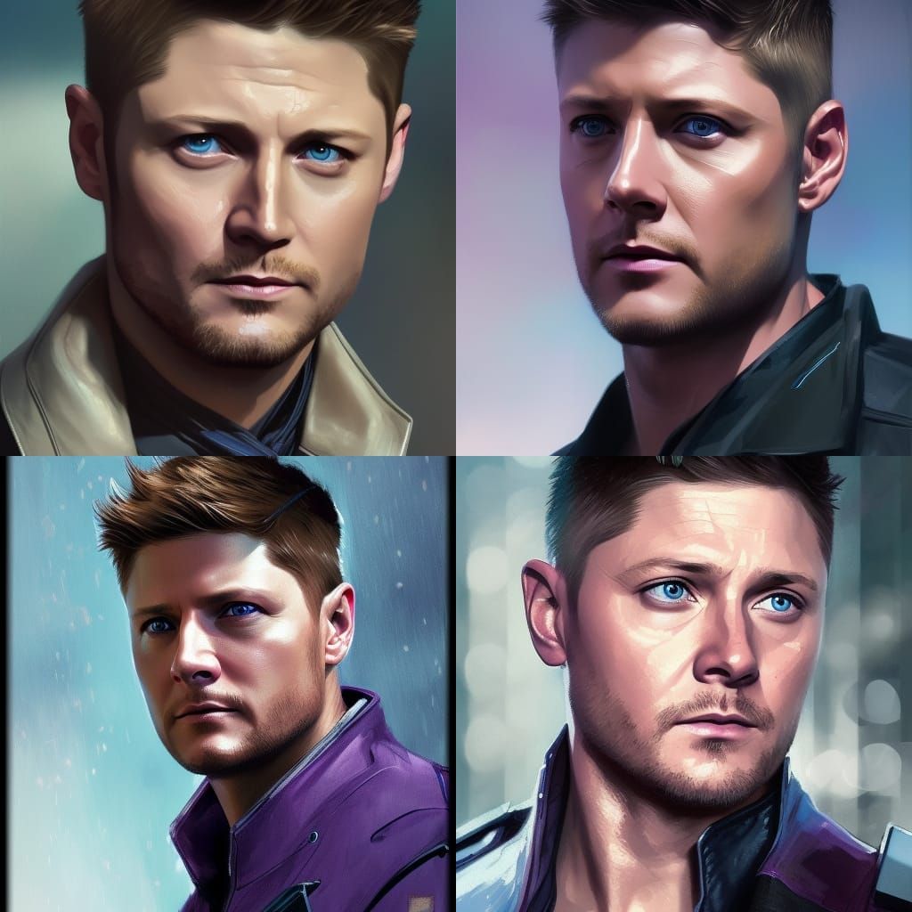 Hawkeye Portrait in Purple Suit, Hyperdetailed Art