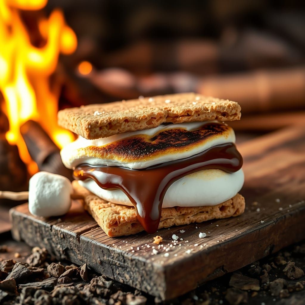 Warm S'mores Delight in Cozy Campfire Setting