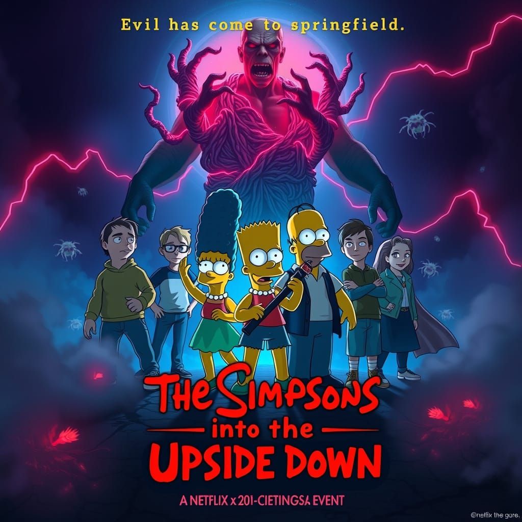 Simpsons and Stranger Things Crossover Poster Art