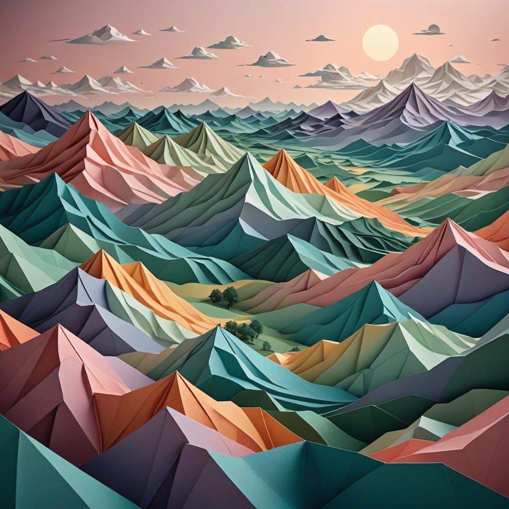 Surreal Origami Landscape in Soft Focus