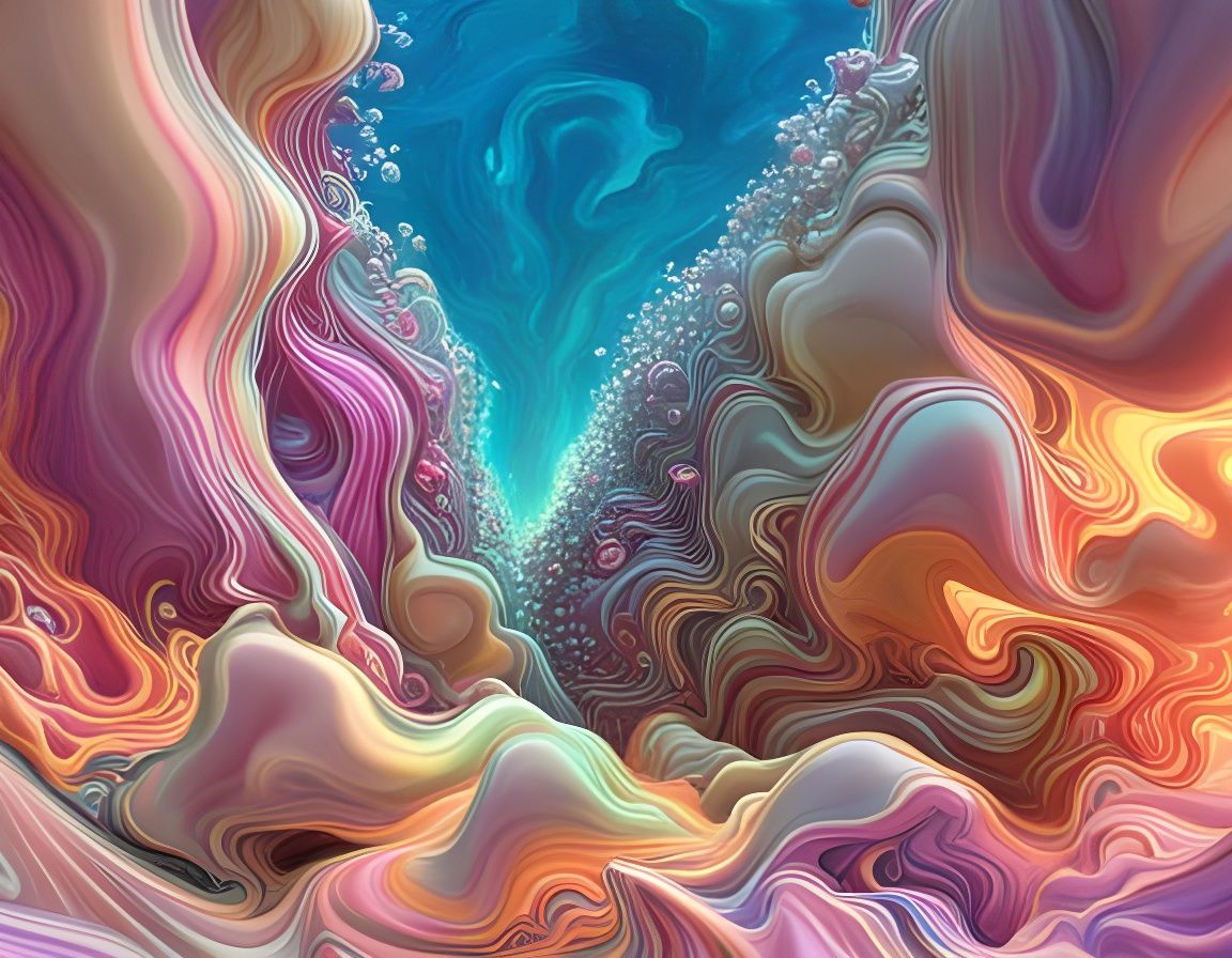 Psychedelic Qubit Landscape in Surreal 3D Style