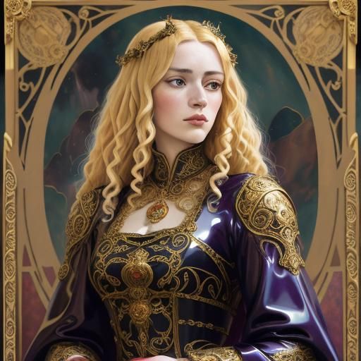 Lucrezia Borgia Portrait in Klimt Art Nouveau Style